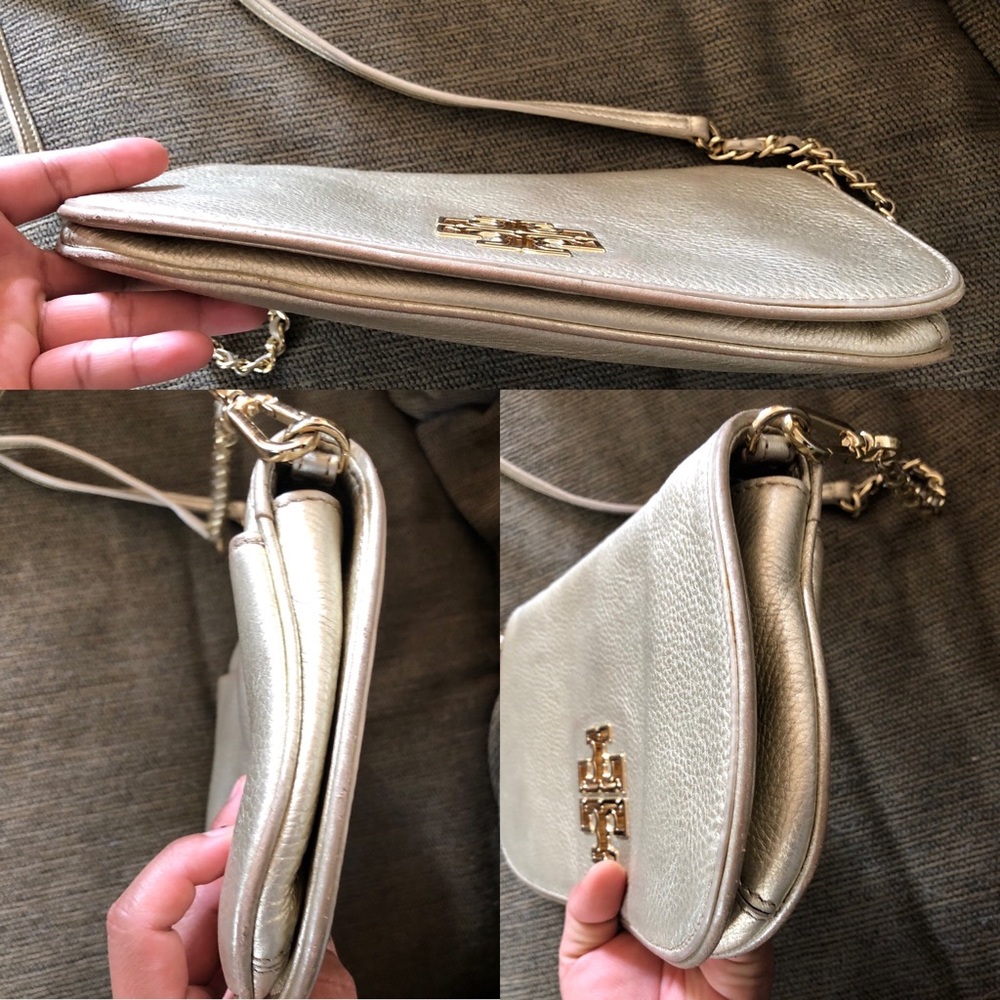 Auth Tory Burch Metallic Gold Crossbody Bag Purse - Picture 11 of 15